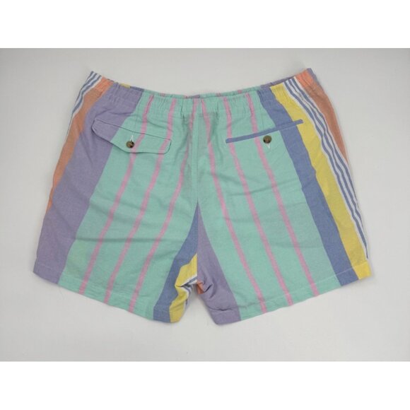 Polo Ralph Lauren Mens XXL Striped Pastel Cotton Shorts With Button Details & Po - Picture 4 of 11